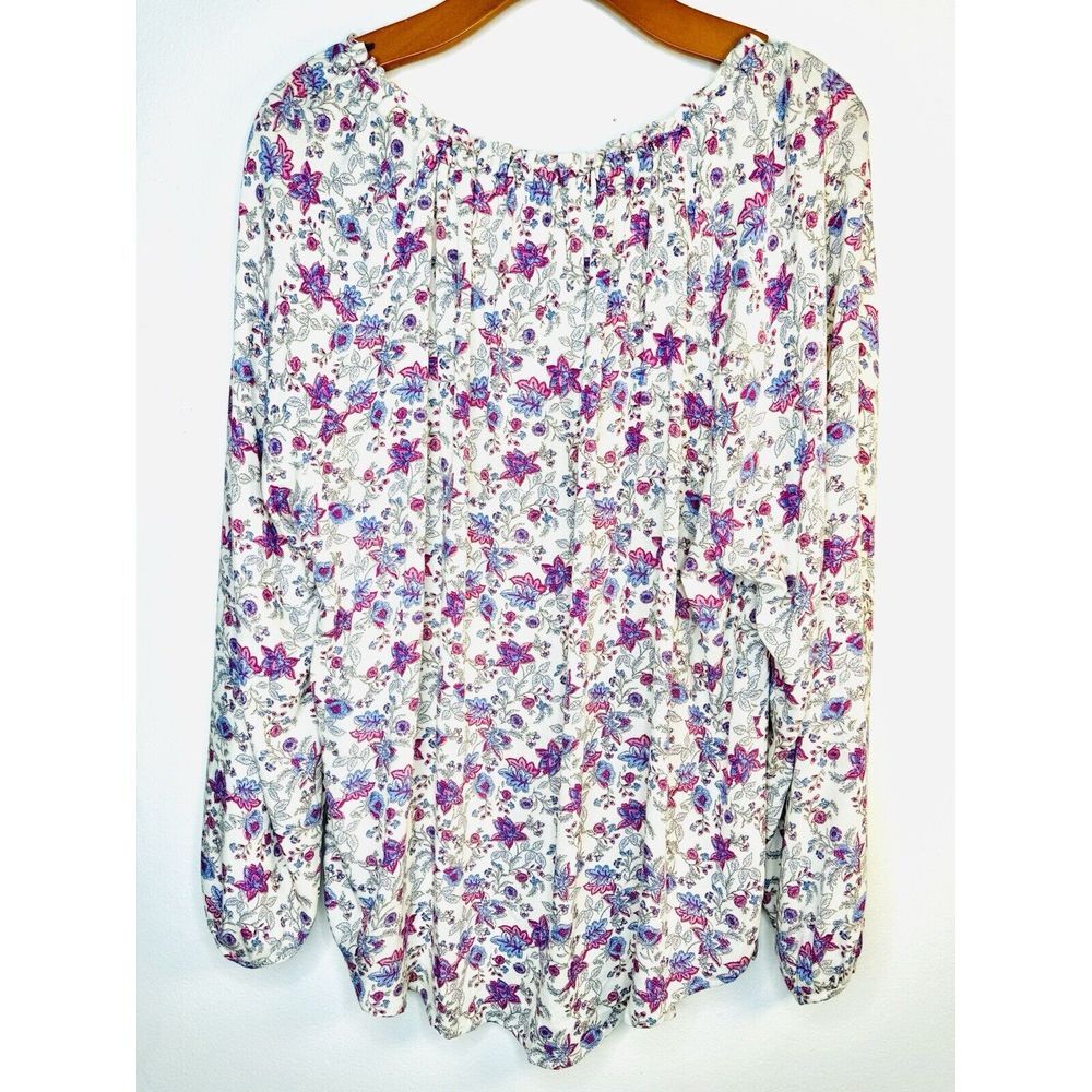 Z Supply Top Blouse Floral Roll Tab‎ Sleeve Relaxed Bohemian Size XL - Picture 2 of 6